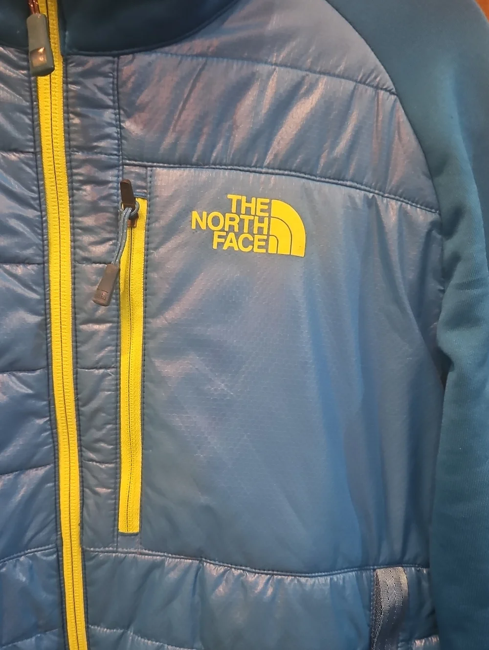 The North Face Summit Series Royal Blue Down Puffer Jacket w/ Yellow Accent